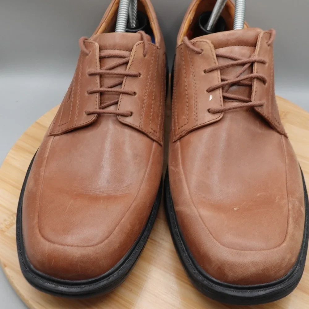 Dr Comfort Classic Men 12M Brown Leather Dress Oxford Pressure Relief 8420 Flaws
